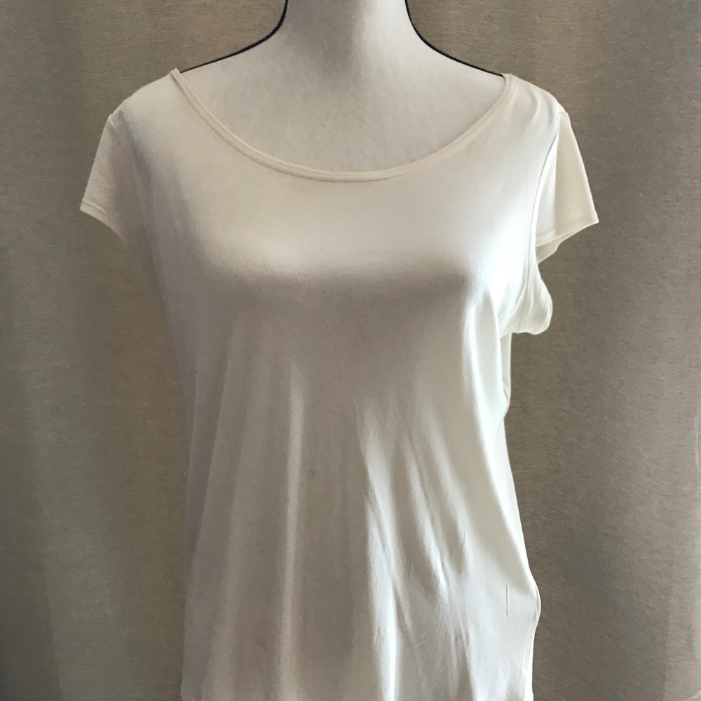 Eileen Fisher ofc white silk blouse.